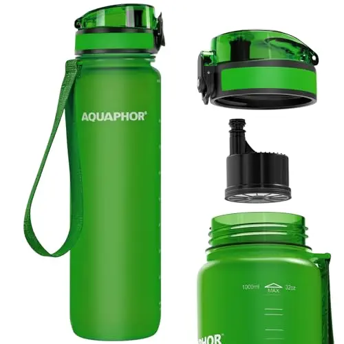 Nakii green filtered water bottle with motivational markings