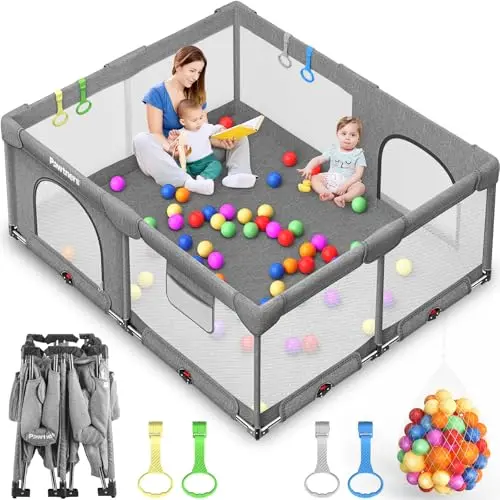 Pawtners large foldable baby playpen with ocean balls and four handles