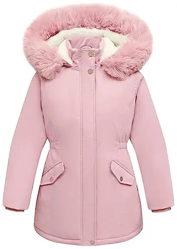 CICVSOC girls long waterproof winter parka puffer jacket with hood