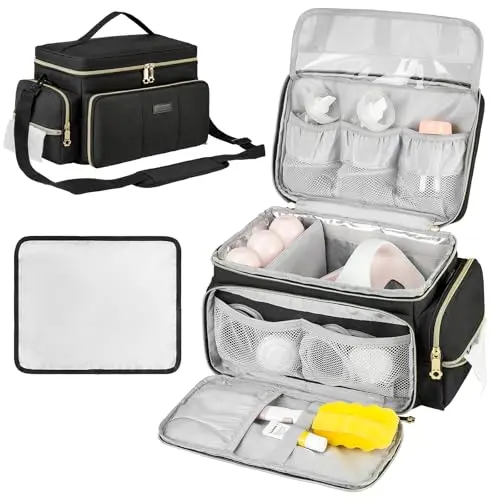 ZIOZERTT black breast pump bag with insulated compartment for Spectra