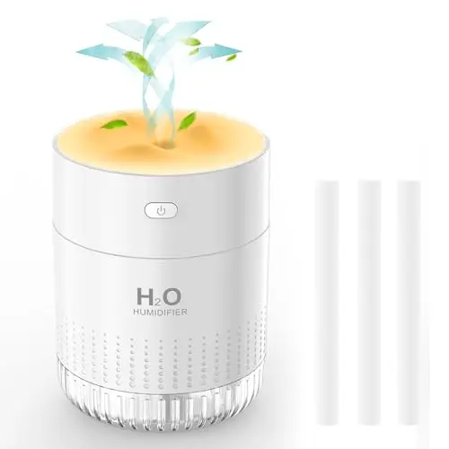 HOTBAG white mini humidifier on desk with plants