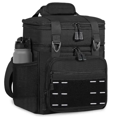 TENKIST black expandable lunch cooler with Velcro patches