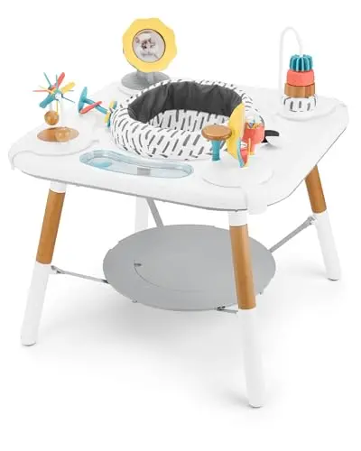 Skip Hop Discoverosity Montessori-inspired activity center with wooden toys and play table