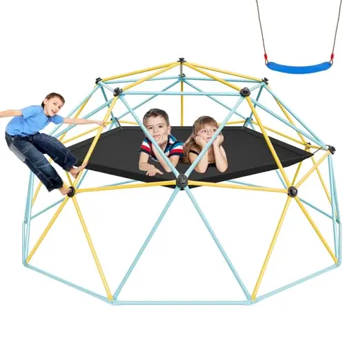 VEVOR 10FT geometric dome climber with hammock and swing