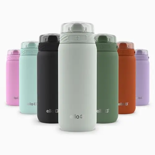 Ello Cooper kids water bottle in sage green with soft silicone spout