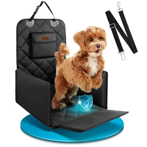 Cokiki black foldable pet car seat with storage pockets