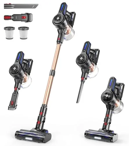 NADALY cordless stick vacuum cleaner with LED headlight