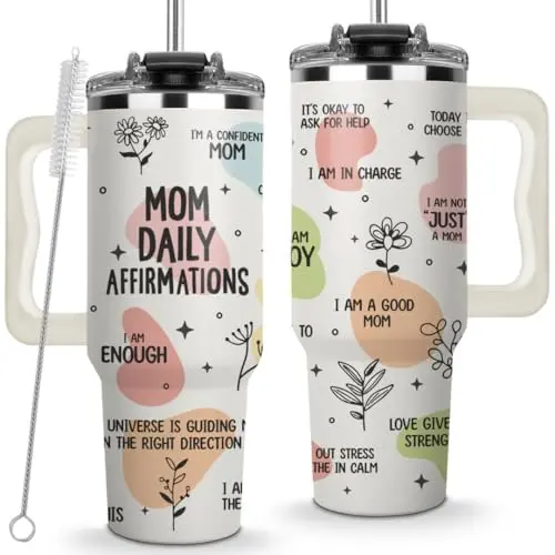 LIERIE8888 40oz tumbler with mom daily affirmations printed in white