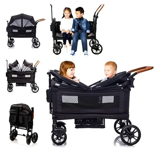 MRZLB lightweight wagon stroller with foldable design and canopy