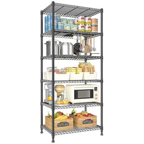 REIBII 6-tier wire shelving unit with adjustable height shelves