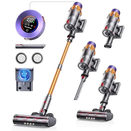 SunSare X7A cordless stick vacuum with touch screen display