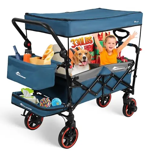 CROTECMOUNTAIN blue canopy wagon with large capacity