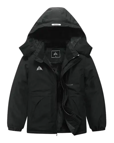 IDTALHZY kids ski jacket waterproof winter coat fleece lined