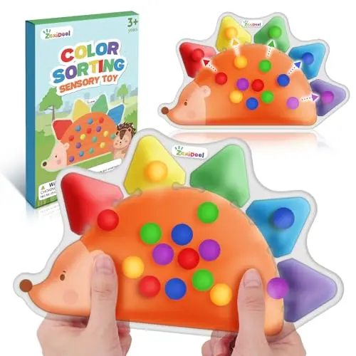 Color sorting sensory toys hedgehog shape with rubber beads for toddlers