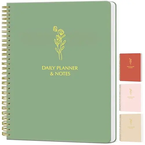 Of a Happy Kind sage green daily planner with minimalist design and spiral binding