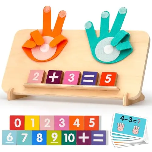 MOTREE preschool math manipulatives with number counting blocks and flash cards