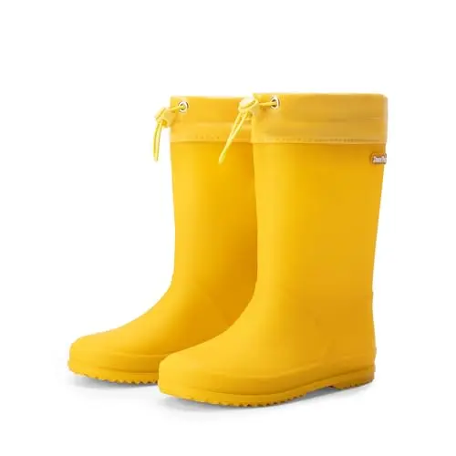 DREAM PAIRS yellow kids rain boots with adjustable drawstring