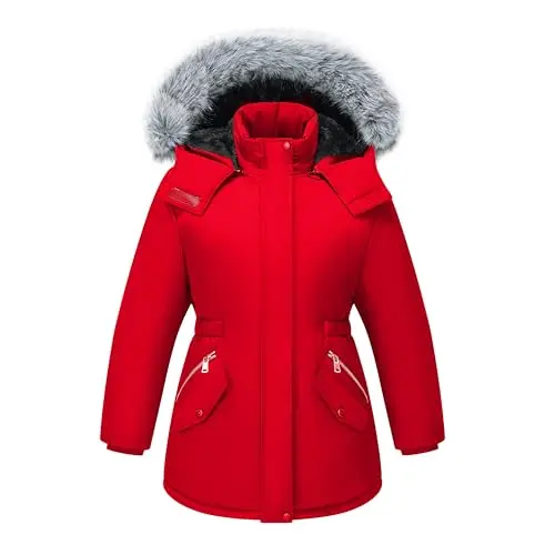 WULFUL girls winter parka coat long waterproof warm fleece puffer jacket