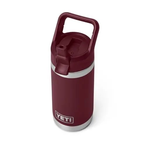 YETI Rambler Jr. kids water bottle in Wild Vine Red with straw cap