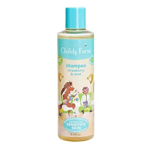 Childs Farm strawberry and mint shampoo for sensitive skin