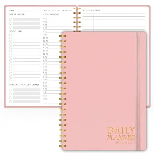 meDolove daily planner with hourly schedules and spiral binding