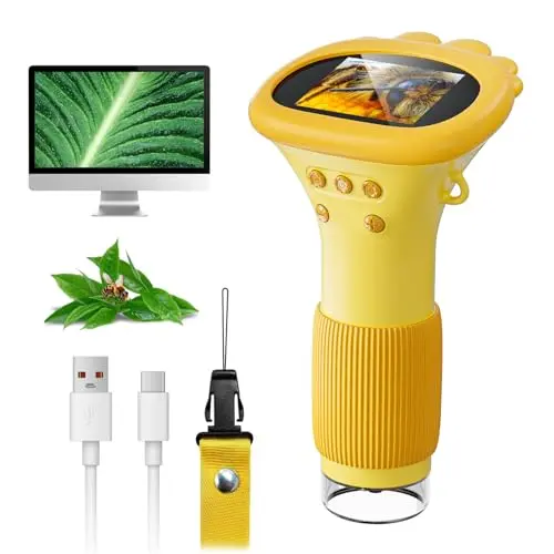 SKYBASIC orange handheld microscope with IPS screen