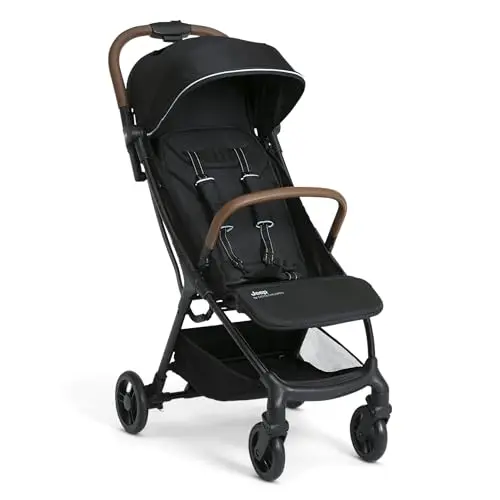 Jeep Altitude stroller in black with four-wheel suspension and extended canopy