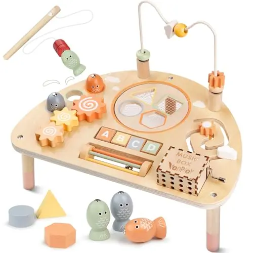 Vanplay wooden activity table with multiple play features