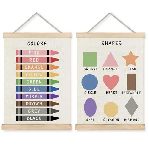 Supwhd educational shapes and colors posters in frames