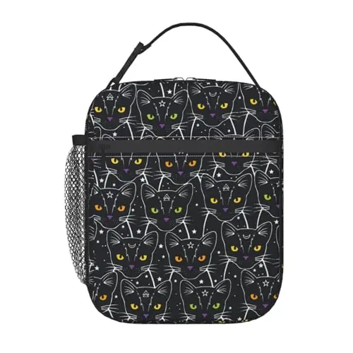 CKHTER black cat themed insulated lunch bag