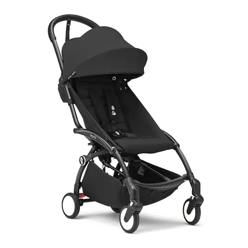 Stokke YOYO3 stroller in black with compact fold and accessories