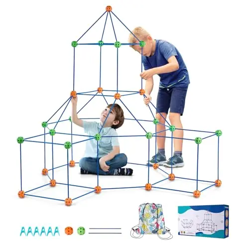 VEVOR 120-piece fort building kit with rods and balls in storage bag