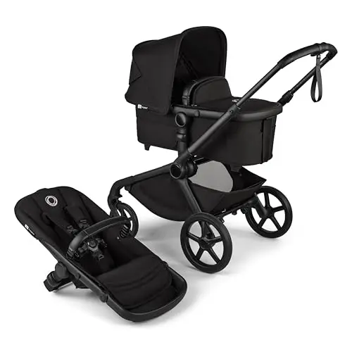 Bugaboo Kangaroo stroller in black with large wheels and modular seating options