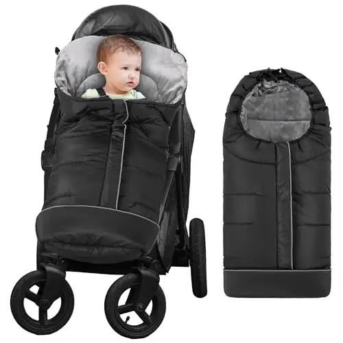Yoofoss winter stroller cover with coral fleece lining and practical zipper design
