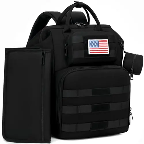 ROSEGIN diaper backpack in shadow black with American flag patch