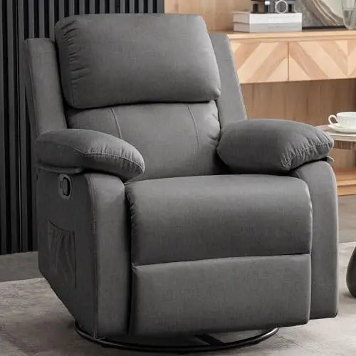 Korser manual recliner in grey with side pockets