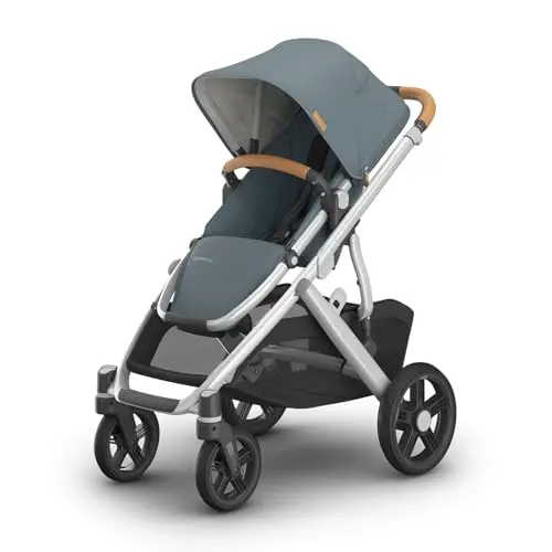 UPPABABY Vista V3 stroller with all-wheel suspension on hard sand