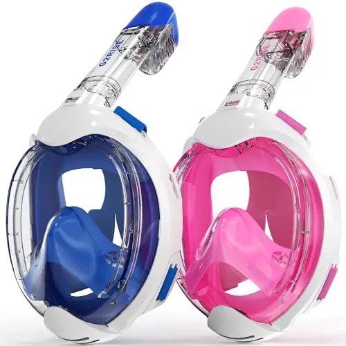 G2RISE kids full face snorkel masks in white blue and white pink colors