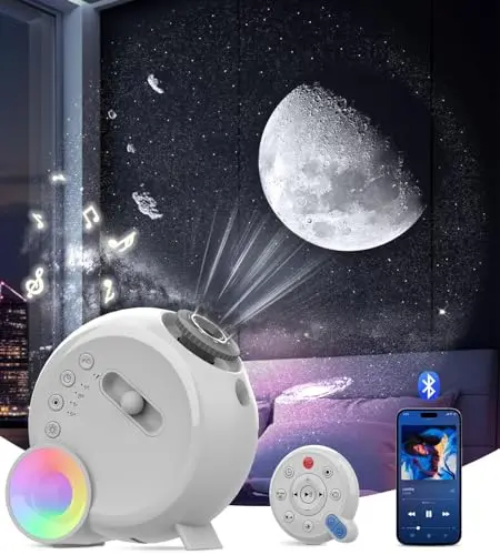 LEYOYO galaxy projector showing clear starry night projection on ceiling