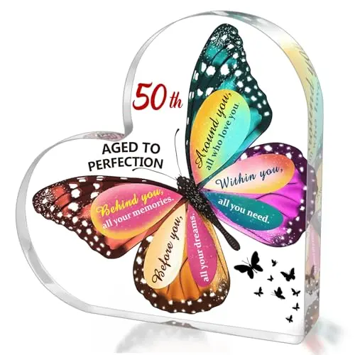 SUEHHYY clear acrylic heart-shaped ornament with 50th birthday design