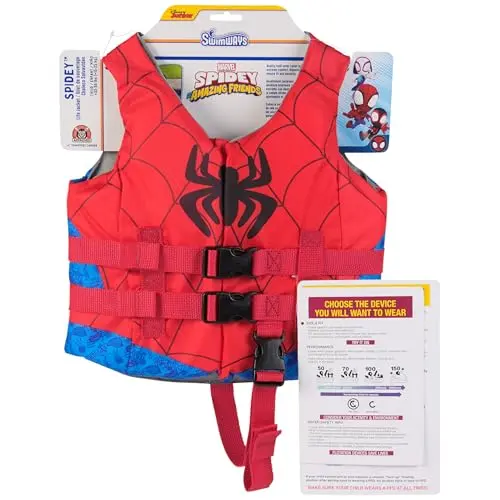 SwimWays Marvel Spiderman themed life jacket for young children
