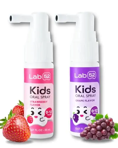 LAB52 Kids oral spray bottle with strawberry and grape flavor