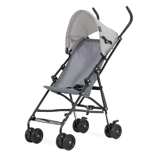 Dream On Me Aero Travel umbrella stroller in Gray with compact fold and storage basket