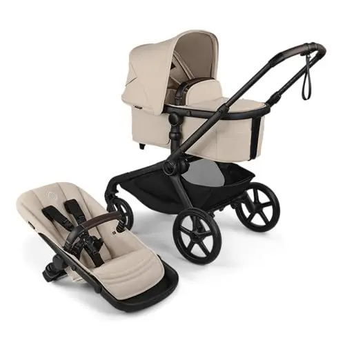 Bugaboo Kangaroo single-to-double tandem stroller in desert taupe