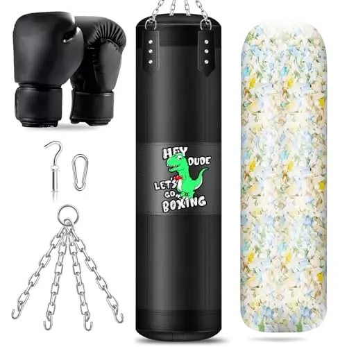 YORWHIN black hanging punching bag with sponge filling