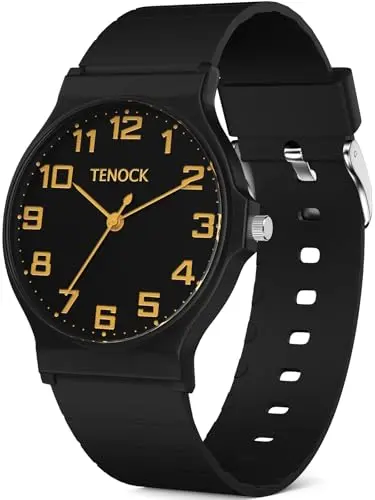 Tenock kids analog watch with thin dial and soft band