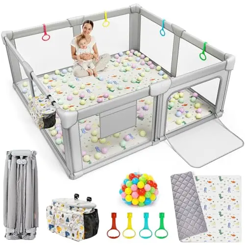 ADOTOCAM extra large foldable baby playpen with included play mat