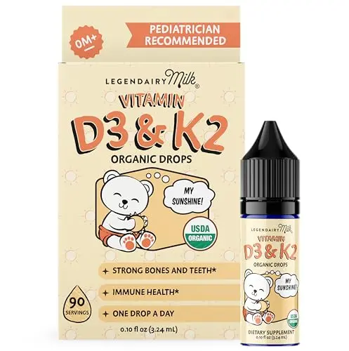 Legendairy Milk Organic Vitamin D3 and K2 liquid drops for infants