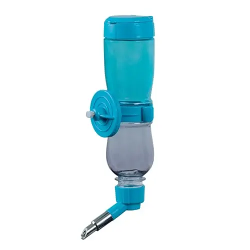 Birds Day blue water bottle with one-touch refill for small pets