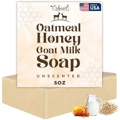 Erbaid oatmeal and honey goat milk soap bar for eczema and sensitive skin